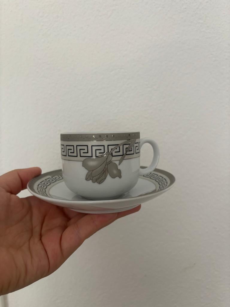 6 Zilveren Thee/Koffiekopjes met Grieks Motief, Ophalen of Verzenden