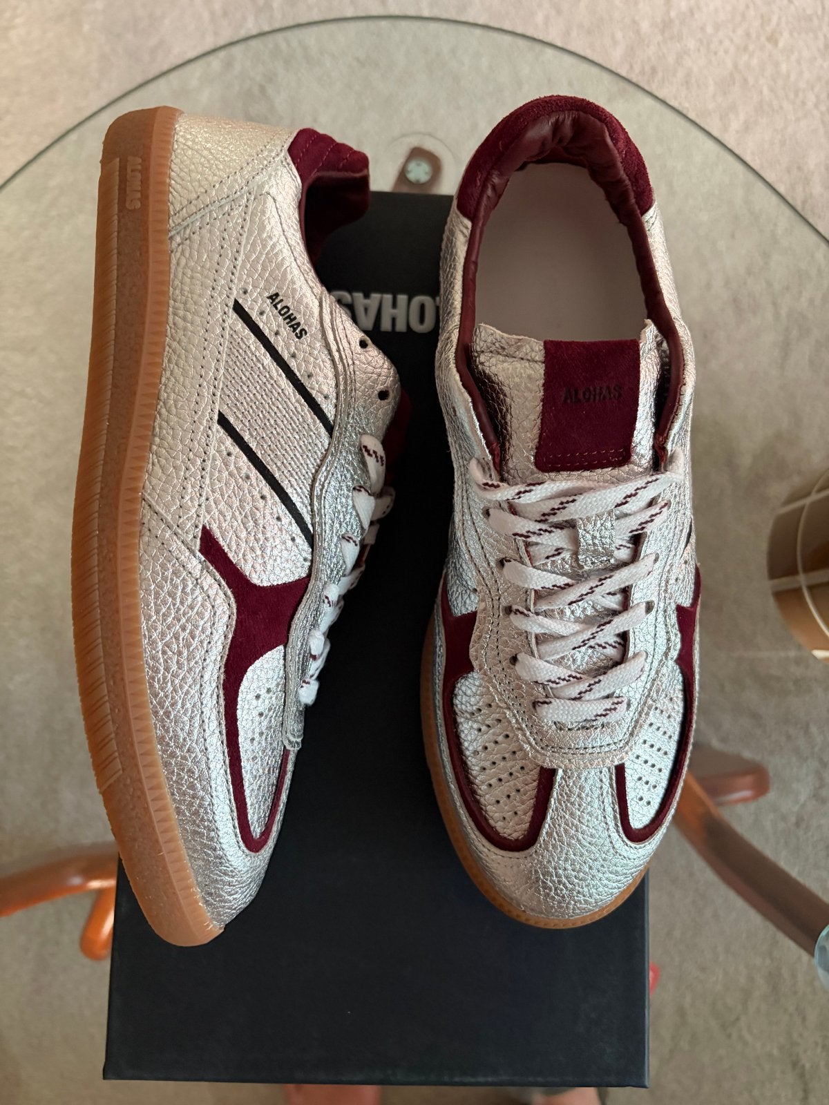 Alohas Tb.490 Leren Sneakers - Zilver & Bordeaux, Maat 37, Ophalen of Verzenden, Nieuw, Overige kleuren, Sneakers of Gympen