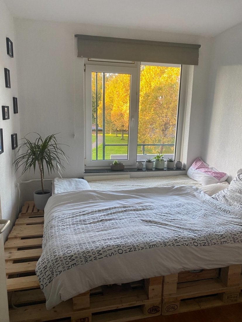 Palletbed (240cm x 160cm) bed pallet- verkrijgbaar tot 30.06, Ophalen of Verzenden, Zo goed als nieuw, Tweepersoons