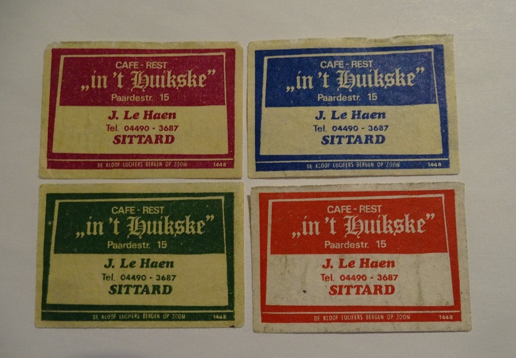 Café Restaurant    IN 'T HUUKSKE    Paardestraat    SITTARD, Verzenden, Gebruikt, Luciferdoosjes of -merken