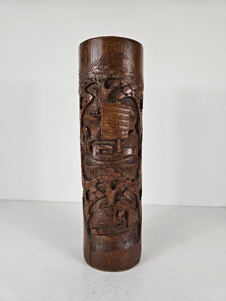 Grote penselenbeker biton, bamboe, China, eind 19e eeuw, Antiek en Kunst, Ophalen of Verzenden