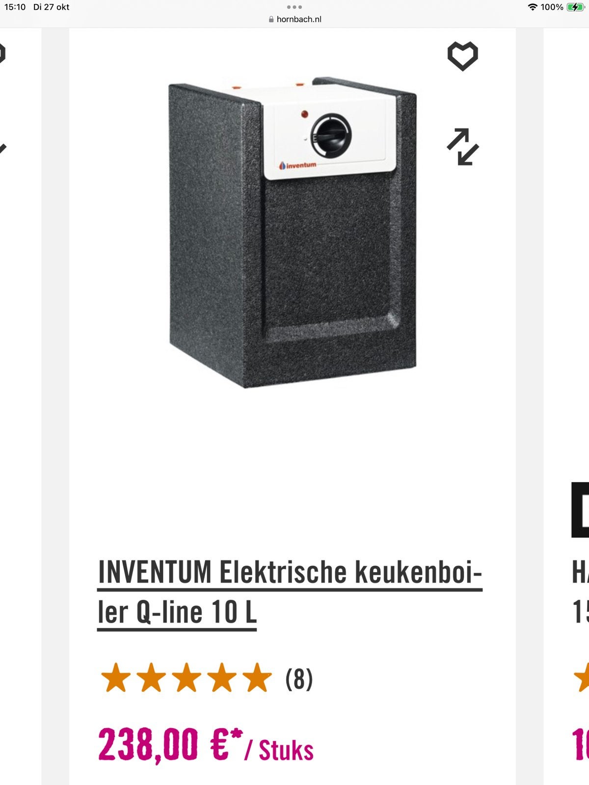 Boiler, Doe-het-zelf en Verbouw, Nieuw, Minder dan 3 jaar oud, Minder dan 20 liter, Boiler
