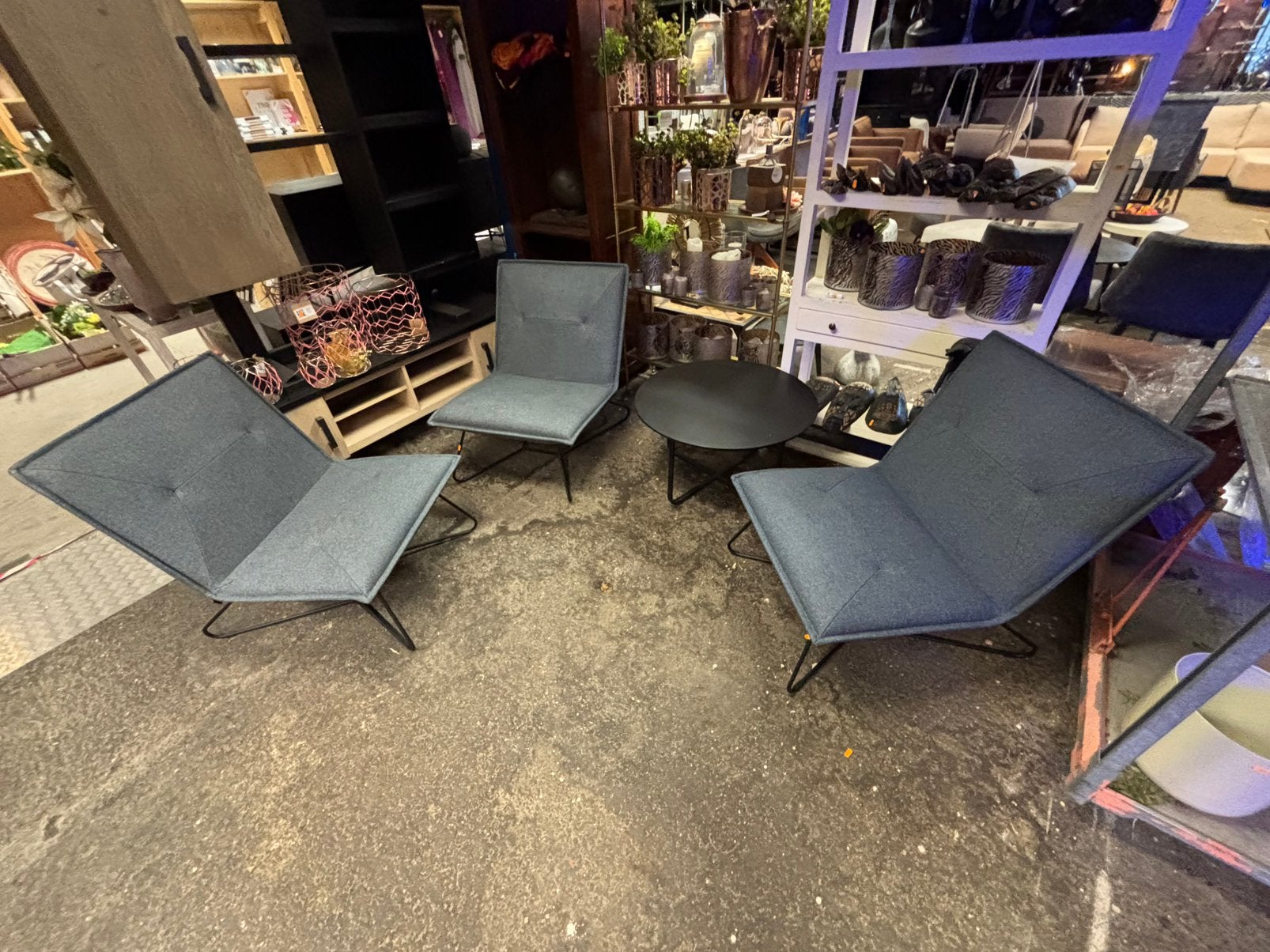 3 loungestoelen blauwgrijs B80 L70 H80, Roxxz design, Ophalen of Verzenden, Zo goed als nieuw, Info@roxxz.nl