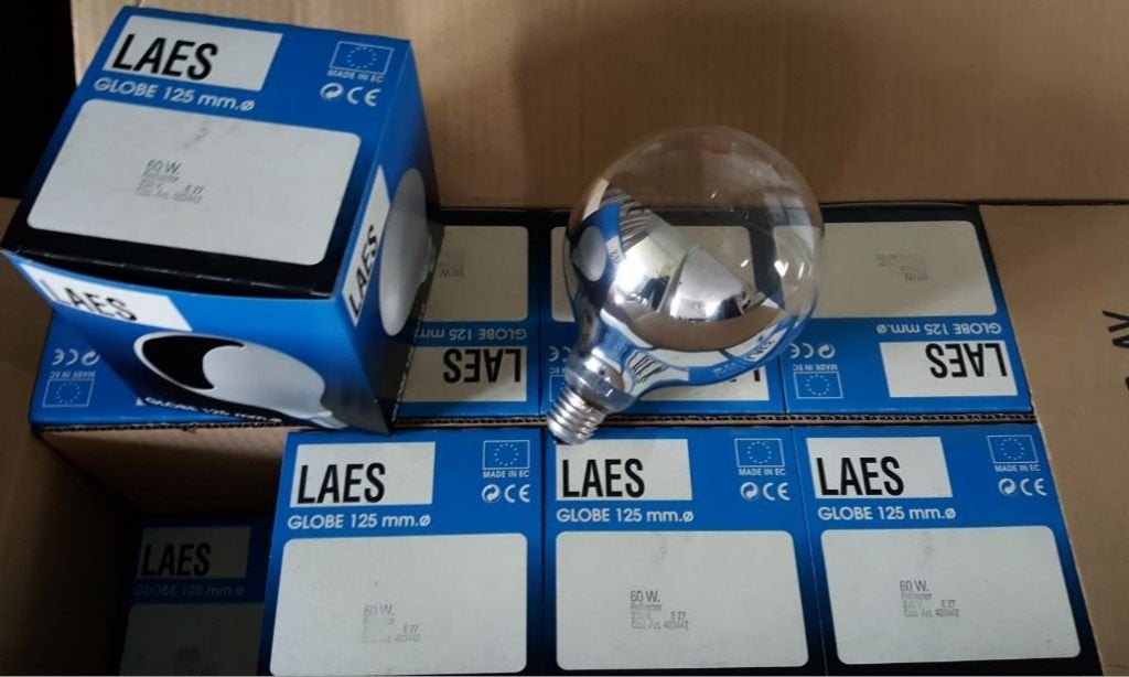 partij Laes globe bodemspiegel gloeilampen 60 watt, Huis en Inrichting, Gloeilamp, Dimbaar, Nieuw, E27 (groot)