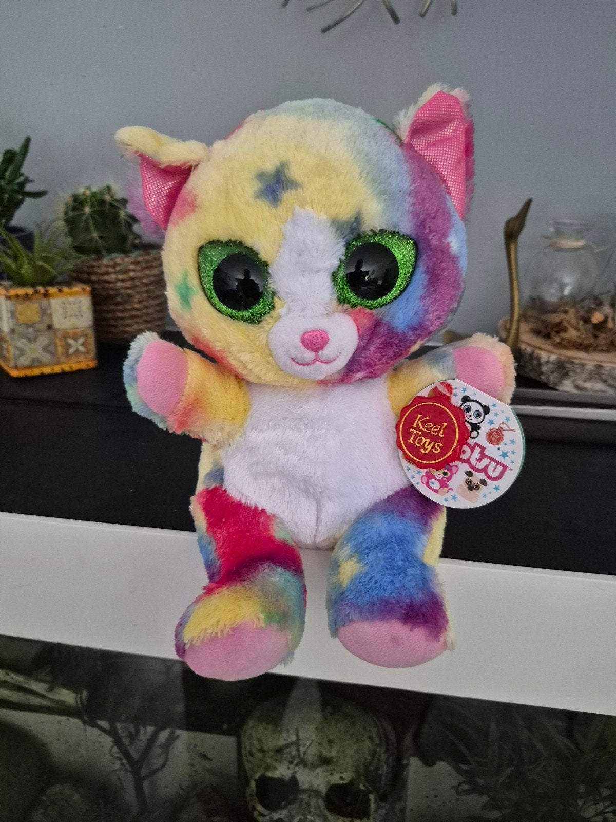 Keel Toys Animotsu Kat Knuffel - Regenboogkleuren, Overige merken, Ophalen of Verzenden, Kat, Meerkleurig