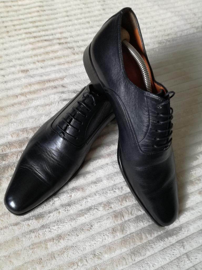 Santoni Heren veterschoenen maat 7,5 in zwart (i.z.g.st), Verzenden, Zwart, Zo goed als nieuw, Santoni