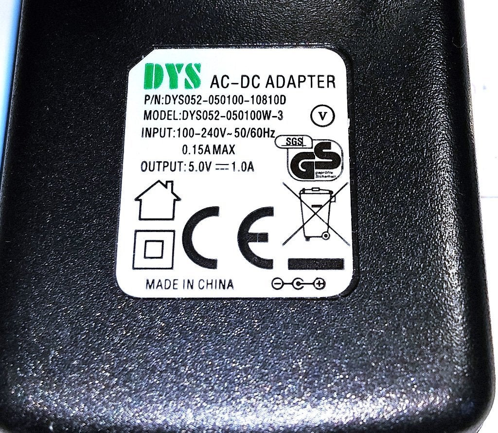 DYS 5V 1A AC DC Adapter Oplader 2.1x5.5 DYS052-050100W-3 5W, Audio, Tv en Foto, Opladers, Ophalen of Verzenden, Nieuw