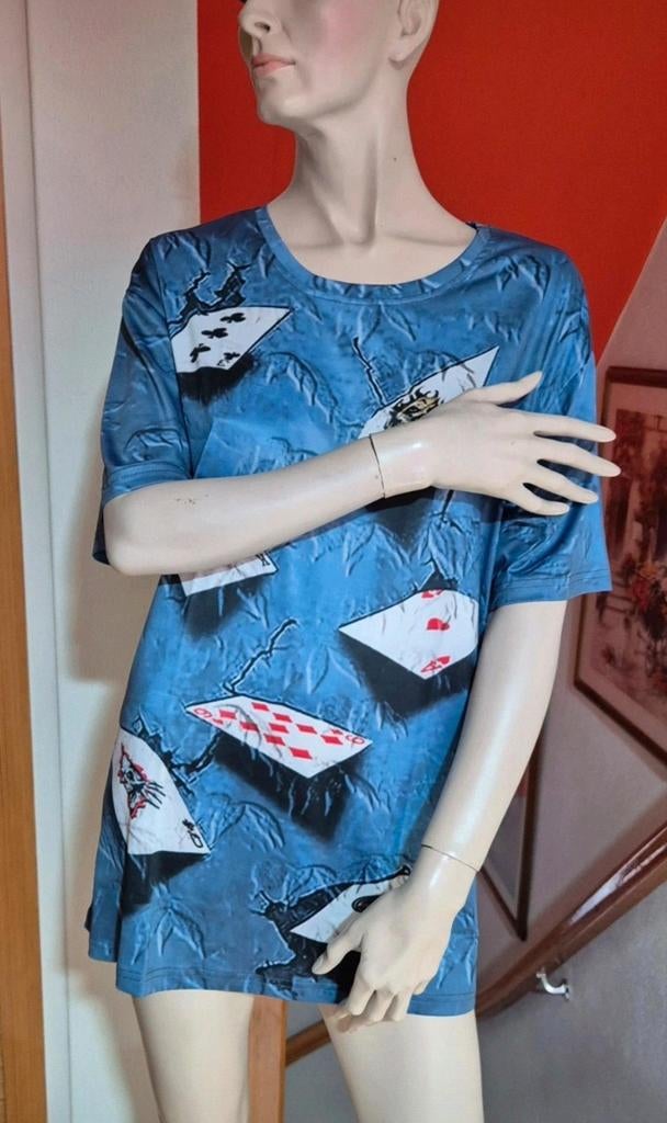 Shirt maat L met 3D poker print. Nieuw. Unisex, Ophalen of Verzenden, Nieuw, Maat 52/54 (L), Blauw