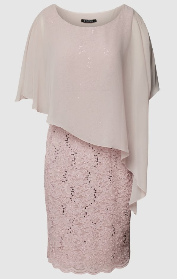 Nieuw: oudroze cocktailjurk van SWING mt. 36 38 met clutch, Nieuw, Cocktailjurk, Ophalen of Verzenden, Maat 36 (S)