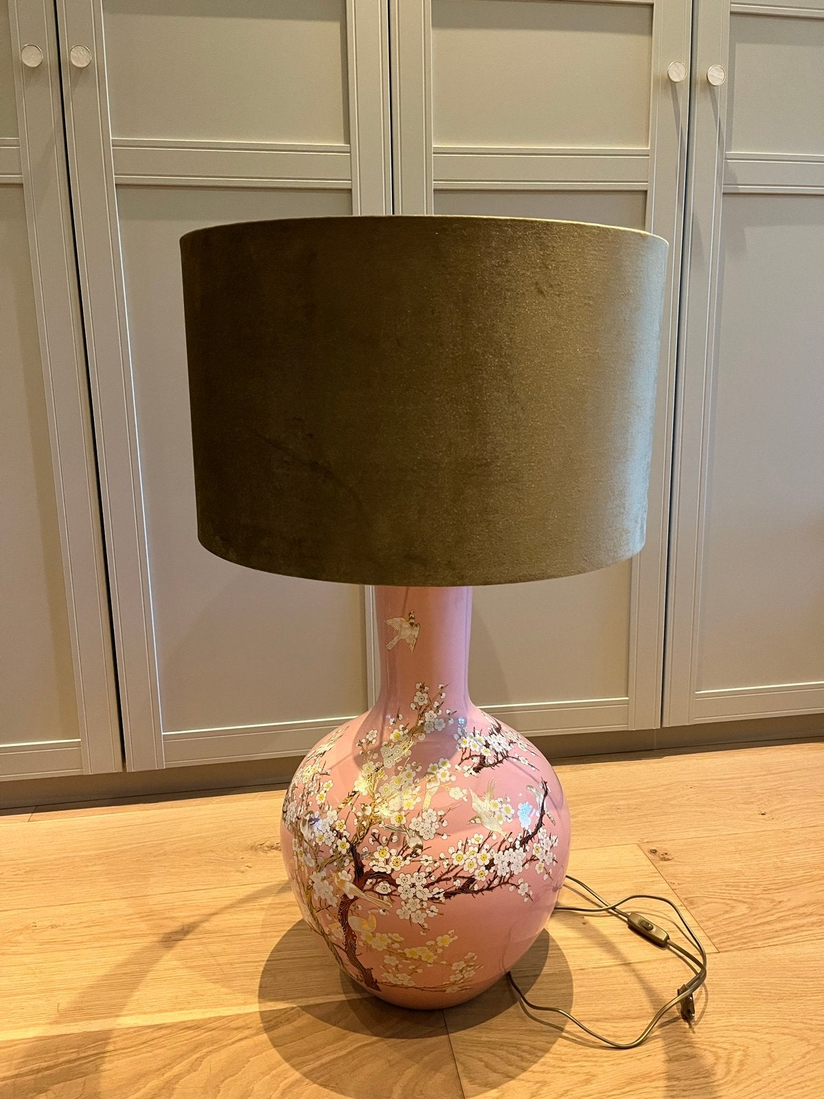 Chinese lamp van Loods5 - Roze met bloesem en vogels, Gebruikt, Roze, Ophalen, Met schakelaar