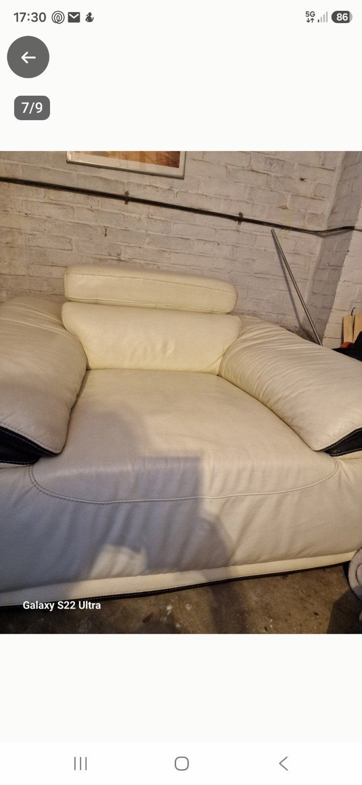 Comfortabele fauteuil - wit/zwart leer, Ophalen, Gebruikt, 75 tot 100 cm, Leer