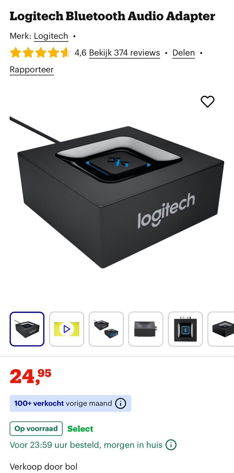 Logitech Bluetooth Audio Adapter Set, Audio, Tv en Foto, Ophalen of Verzenden, Zo goed als nieuw, Minder dan 2 meter, Overige kabels
