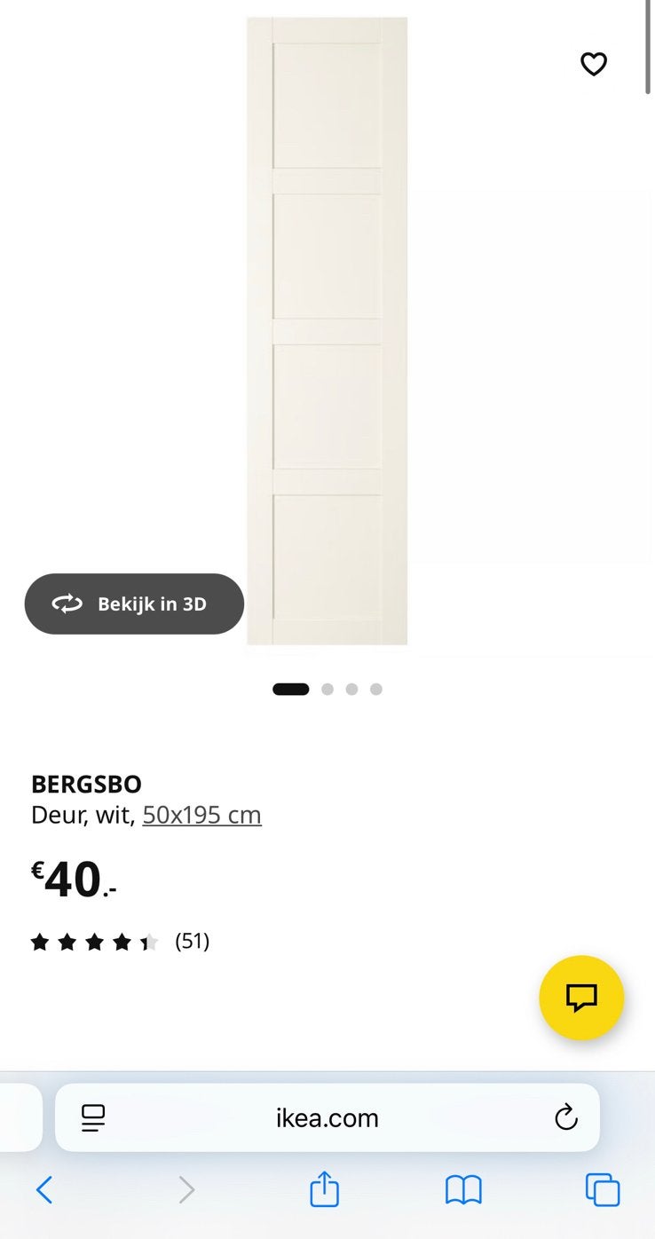 PAX Basiselement kledingkast 50cm inclusief deur, Ophalen, 200 cm of meer, 50 tot 100 cm, Zo goed als nieuw