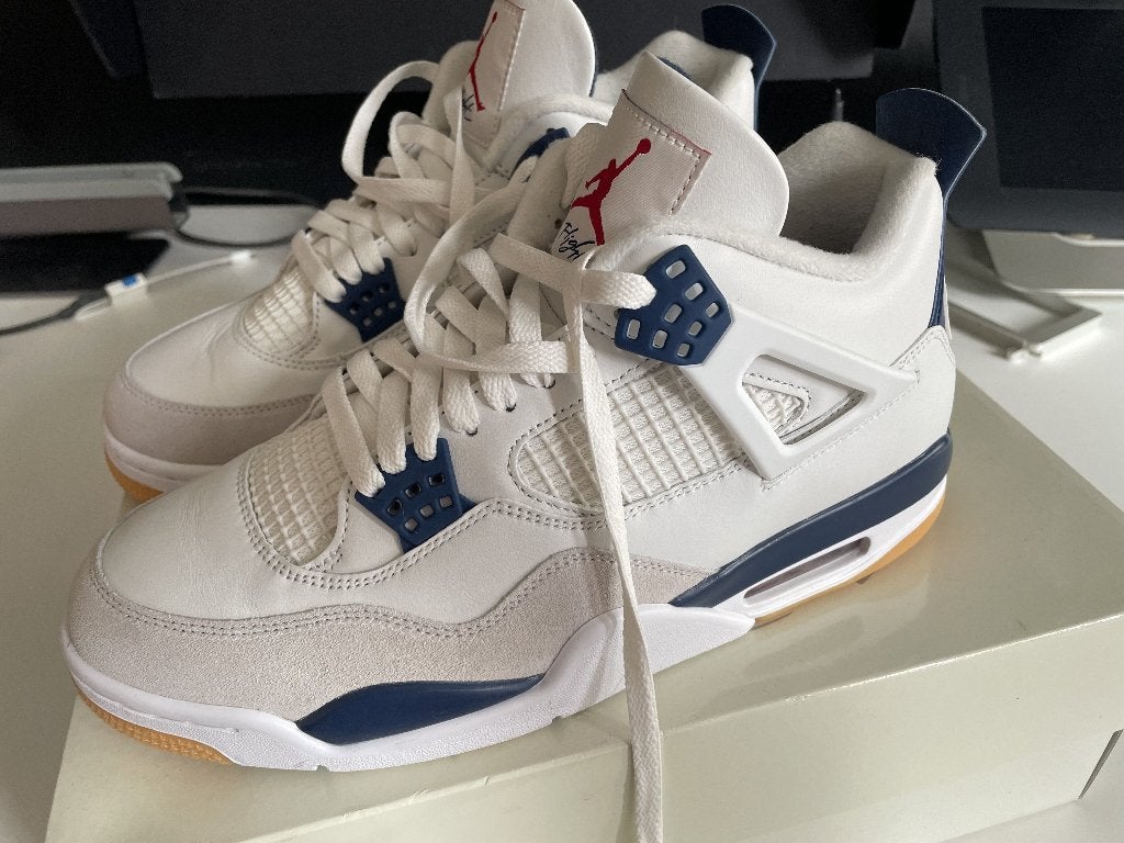Nike SB x Air Jordan 4 "White Navy" size 10, Blauw, Sportschoenen, Nike, Ophalen of Verzenden