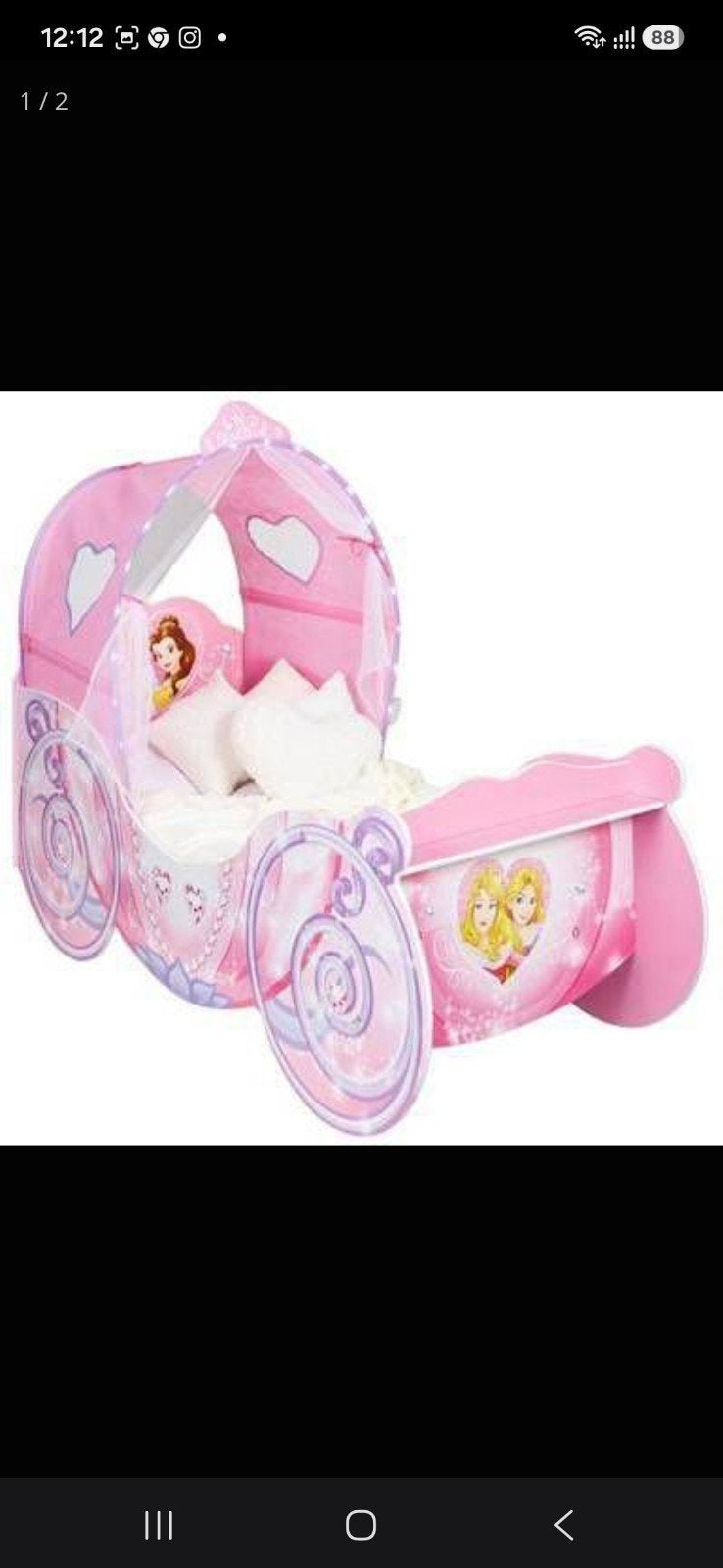 Disney Prinsessen Koets Kinderbed, Kinderen en Baby's, Ophalen, Gebruikt, 70 tot 85 cm, Minder dan 140 cm