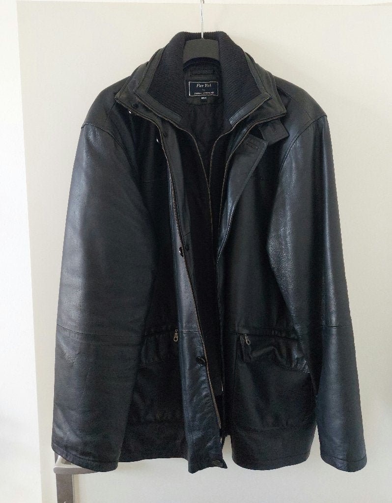 In goede staat verkerende leren heren winterjas, 62-5xXL., Kleding | Heren, Jassen | Winter, Zwart, Overige maten, Ophalen of Verzenden