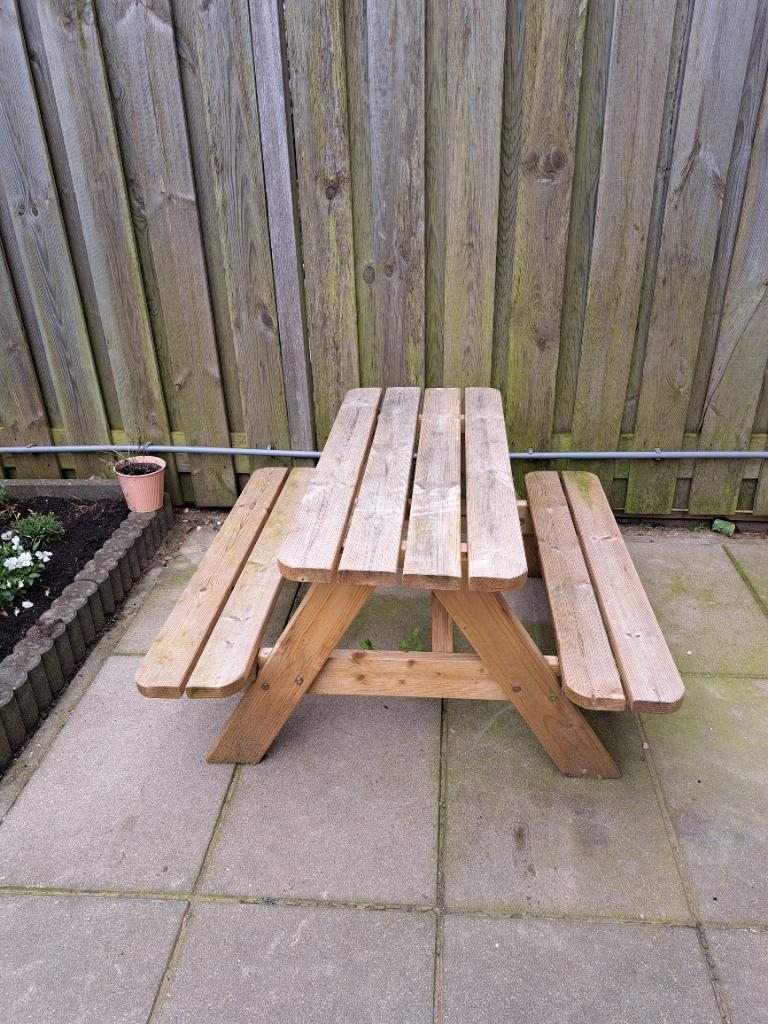 Picknicktafel kind, Tuin en Terras, Picknicktafels, Zo goed als nieuw, Rechthoekig, Hout, Ophalen