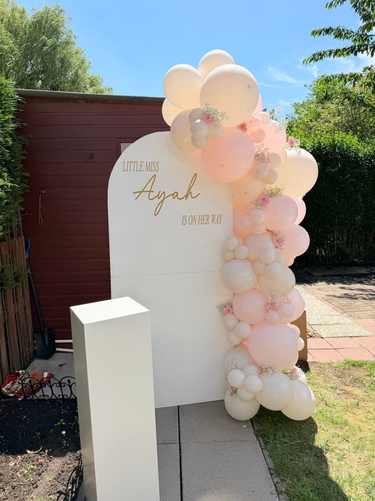 Babyshower backdrop/ ballonnenboog te huur, Ophalen, Zo goed als nieuw, Geboorte of Huwelijk