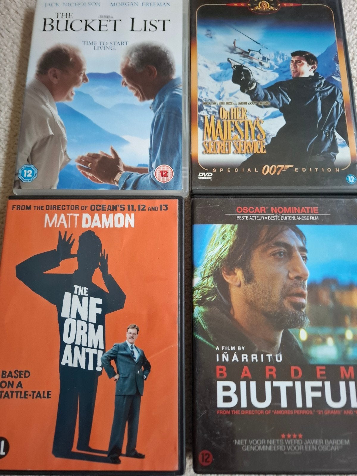 4 x dvd 1,50 ps bucket  informant biutiful service, Alle leeftijden, Ophalen of Verzenden, Zo goed als nieuw, Oorlog of Misdaad