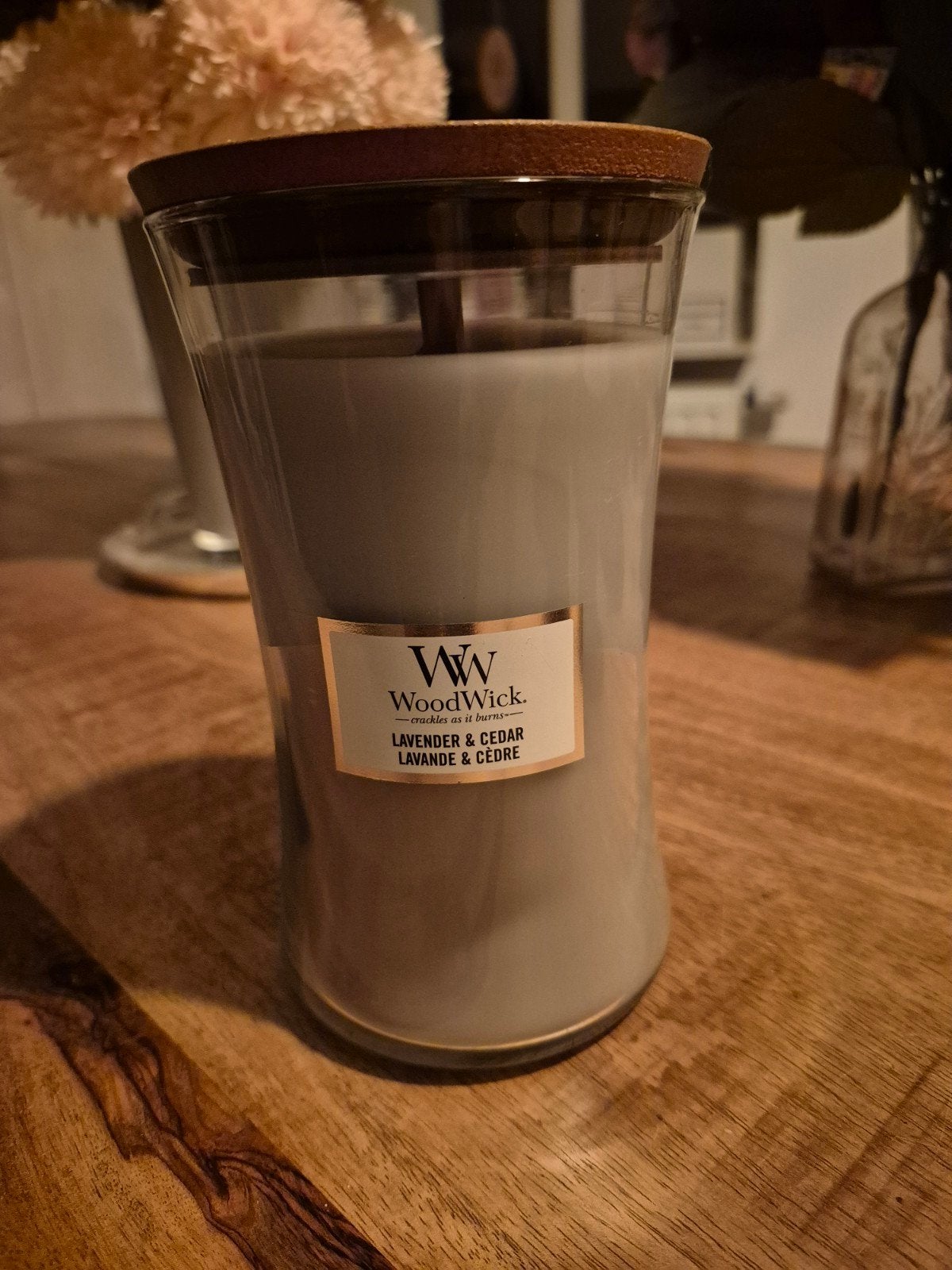 Woodwick Lavendel & Ceder Kaars - Nieuw, Woodwick, Ophalen of Verzenden, Grijs, Kaars