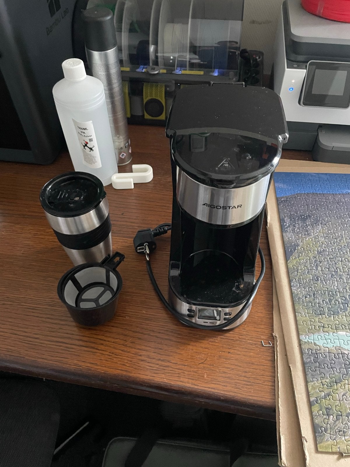 Camping Koffiezetapparaat met Thermos Mok - Zo goed als nieu, Overige modellen, Gemalen koffie, Ophalen of Verzenden, Zo goed als nieuw