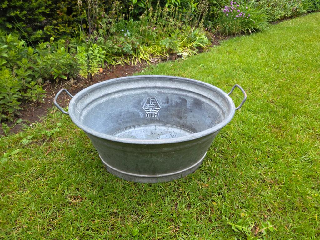 Brocante zinken teil, wastobbe Sulo waterdicht, Antiek en Kunst, Ophalen