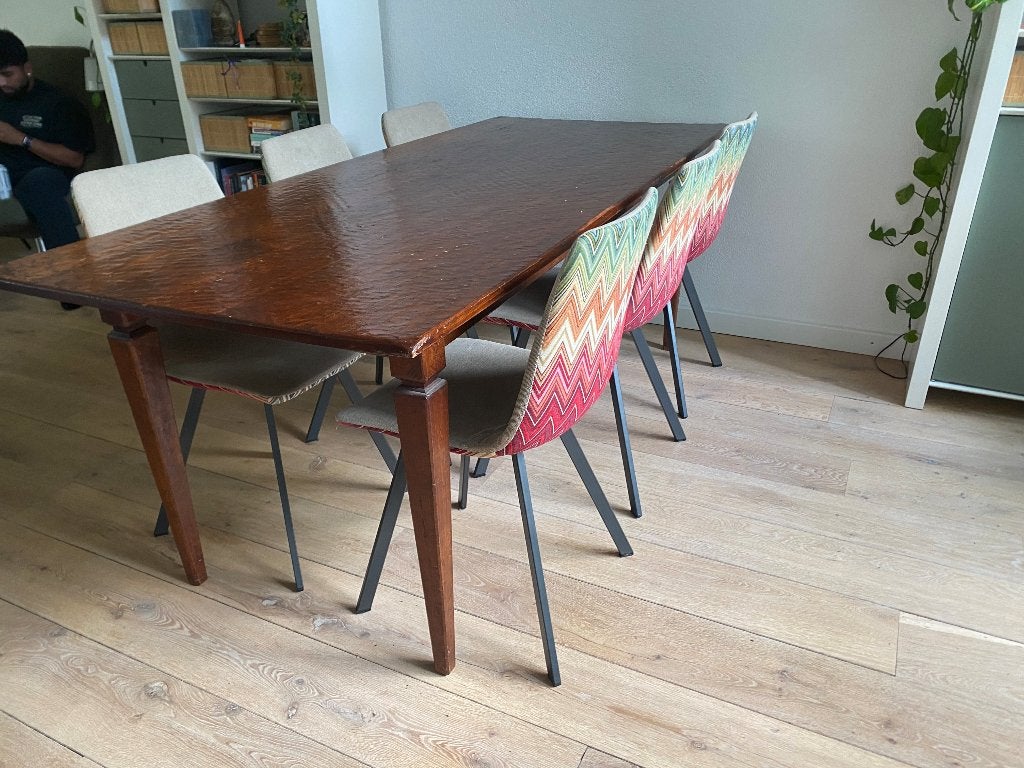 Eetkamer tafel, kersenhout, Ophalen, Gebruikt, 200 cm of meer, 50 tot 100 cm