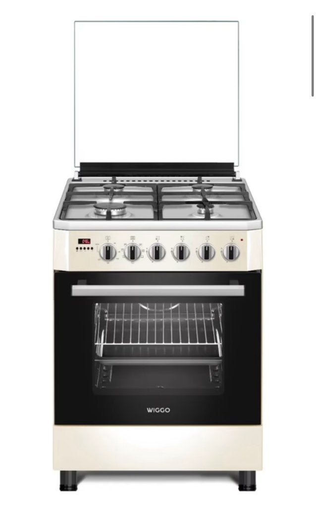 Wiggo WO-E609R Serie 9 Gasfornuis 60 cm Creme/RVS | met Oven, Ophalen, Gebruikt, 60 cm of meer, 4 kookzones