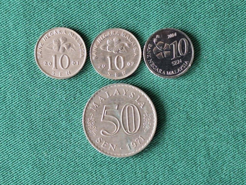 4 munten Maleisië 1971-2014, Ophalen of Verzenden, Zuidoost-Azië, Losse munt