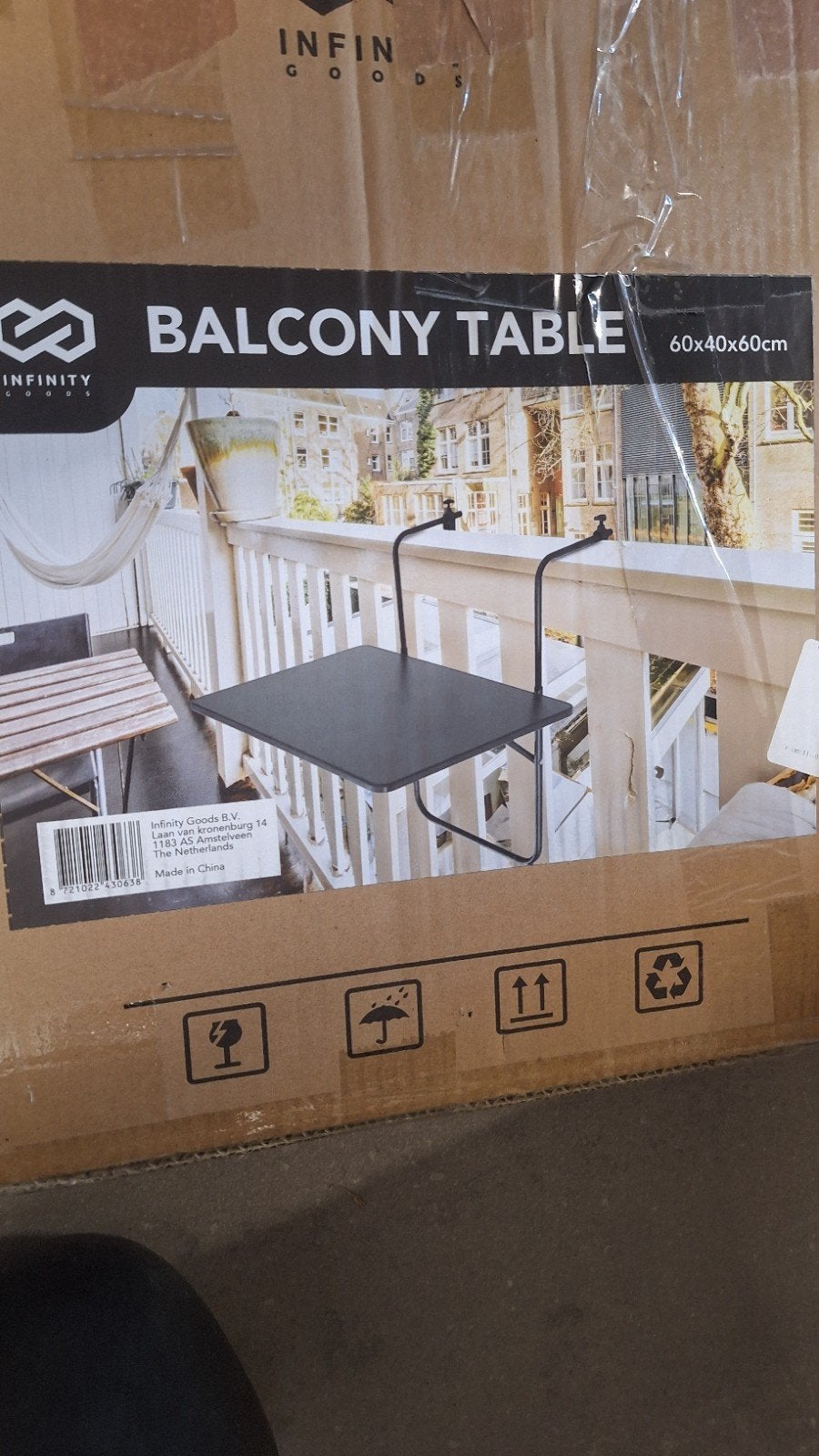 Inklapbare Balkontafel 60x40x60 cm - Nieuw & Compleet, Ophalen, Nieuw, Rechthoekig