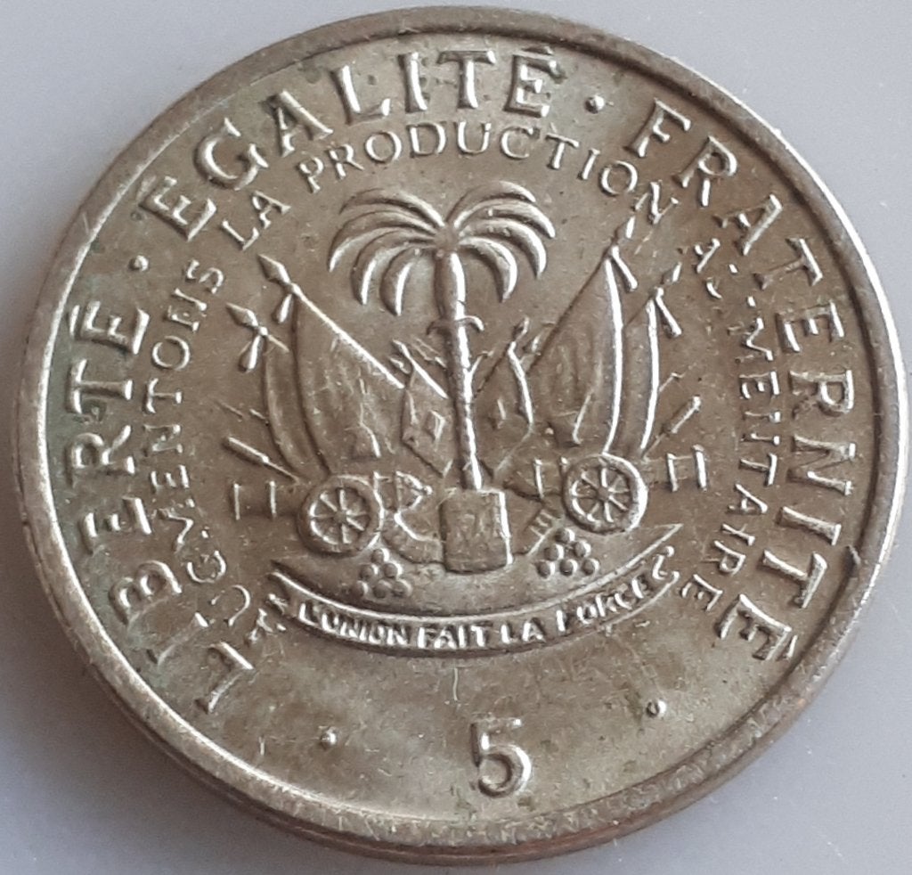 HAÏTI: 5 CENTIMES 1975 FAO KM 119, Ophalen of Verzenden, Midden-Amerika, Losse munt