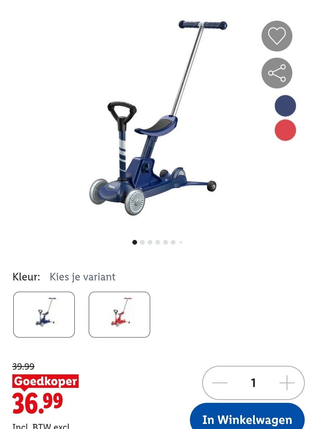 Kinderstep 3-in-1 met zitje en duwstang, Fietsen en Brommers, Ophalen, Gebruikt, Gewone step, Onbekend