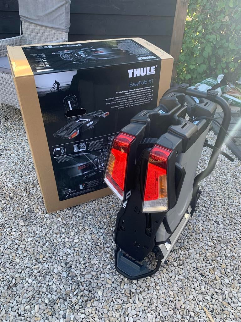 Thule Easyfold 933 Trekhaak Fietsendrager, Ophalen, Brede banden, Zo goed als nieuw, 2 fietsen