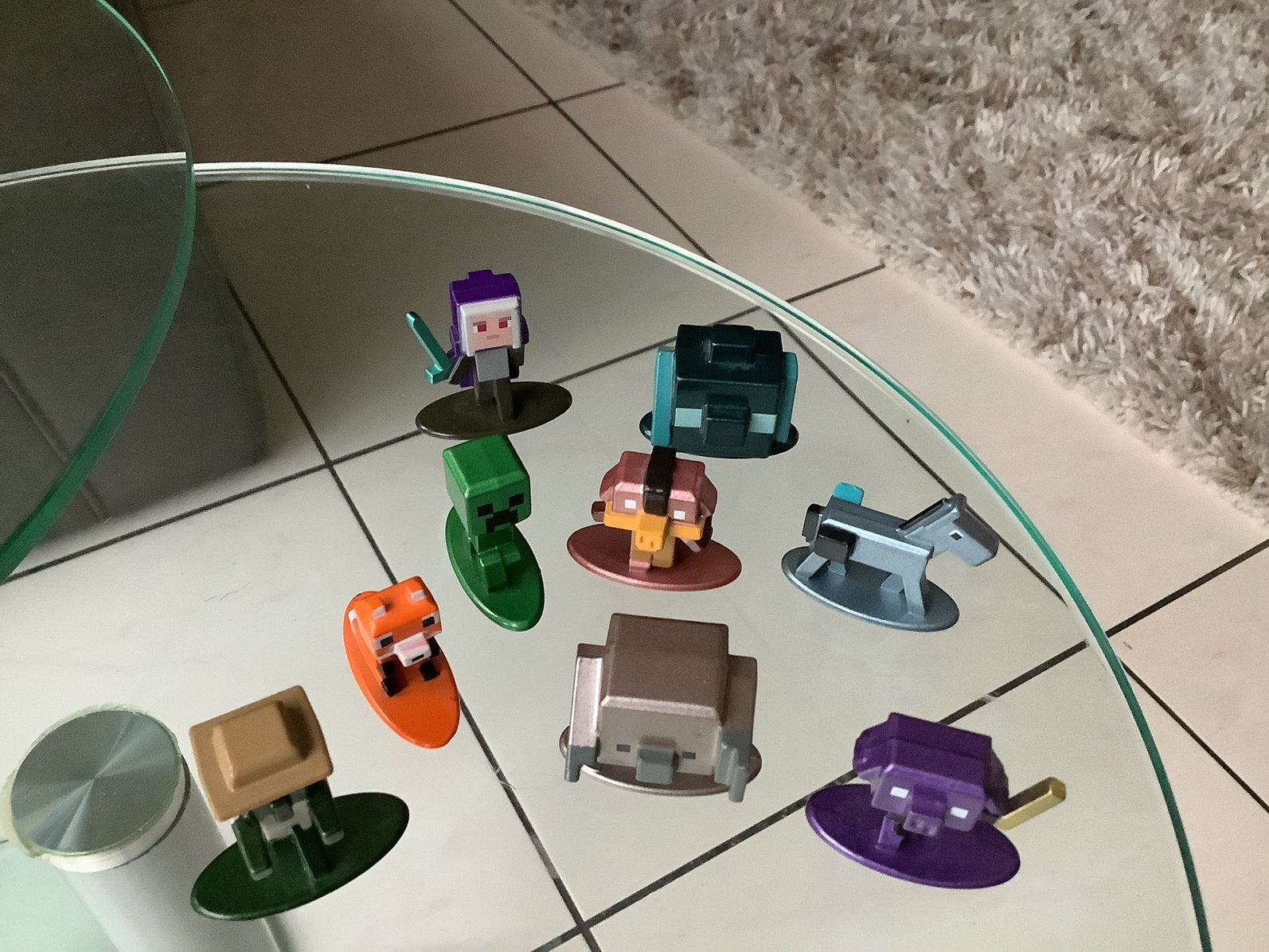 9 z.g.a.n.  Minecraft poppetjes Metallic., Verzamelen, Ophalen of Verzenden, Zo goed als nieuw