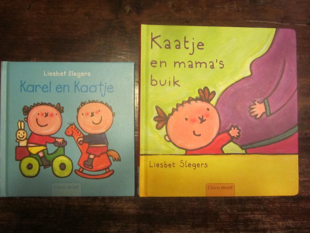 Liesbet Slegers Kaatje en mama's buik/Karel en Kaatje/duimpj, Boeken, Ophalen of Verzenden, Zo goed als nieuw