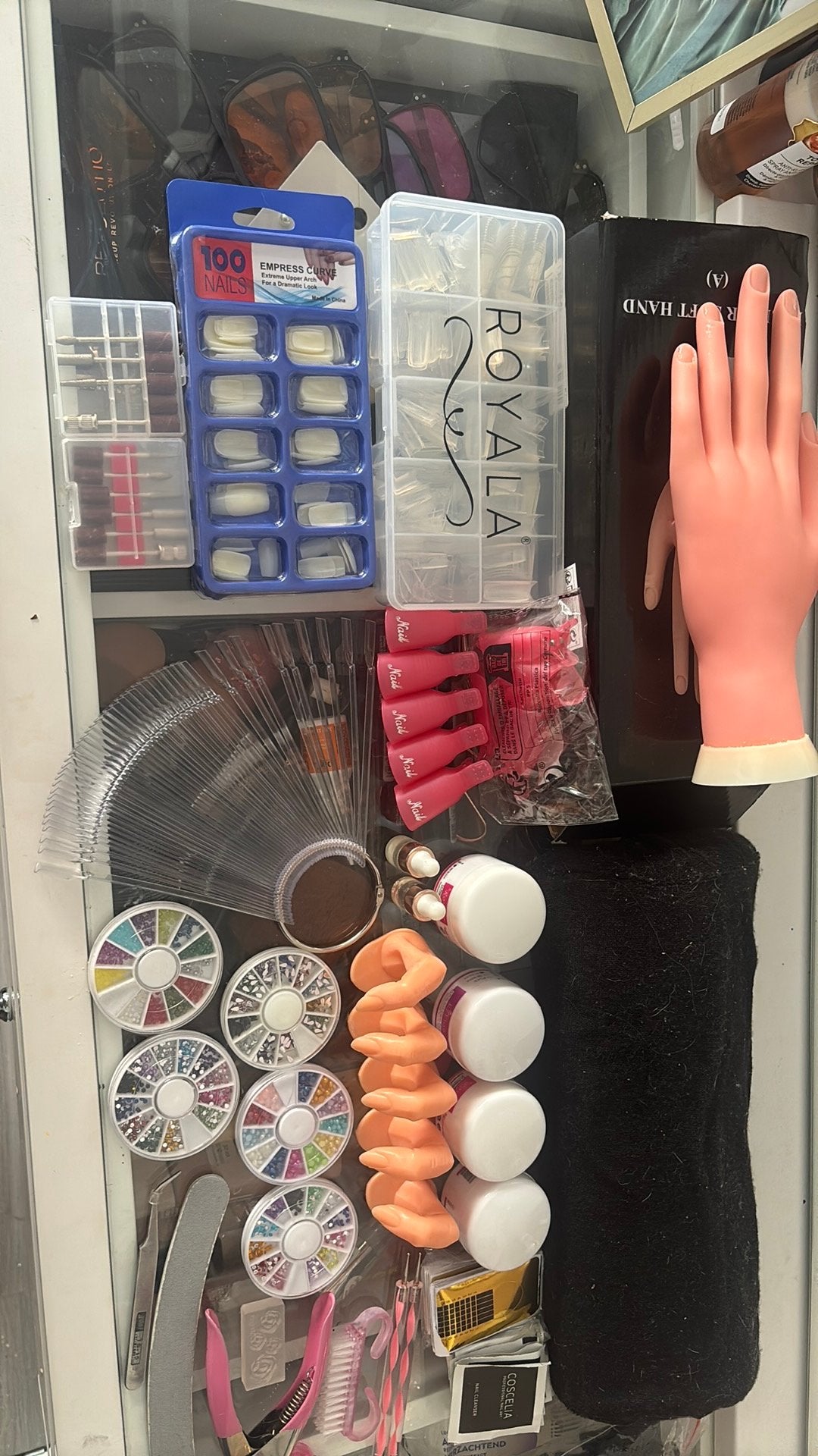 Grote partij acryl- en nagelspullen te koop, Ophalen, Zo goed als nieuw, Overige typen