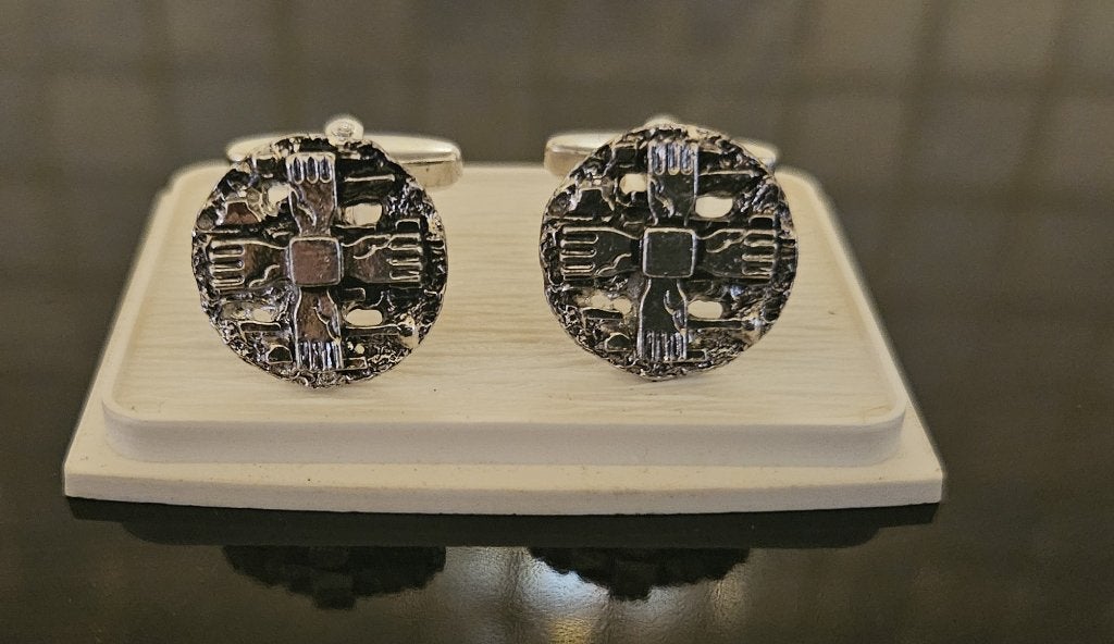 Vintage Brutalistische Manchetknopen – Vierhand Haarlem, Sieraden, Tassen en Uiterlijk, Ophalen of Verzenden, Gebruikt, Overige materialen