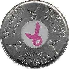 Canada - 25 cent 2006 - Pink Ribbon - Circulated, Ophalen of Verzenden, Noord-Amerika, Losse munt