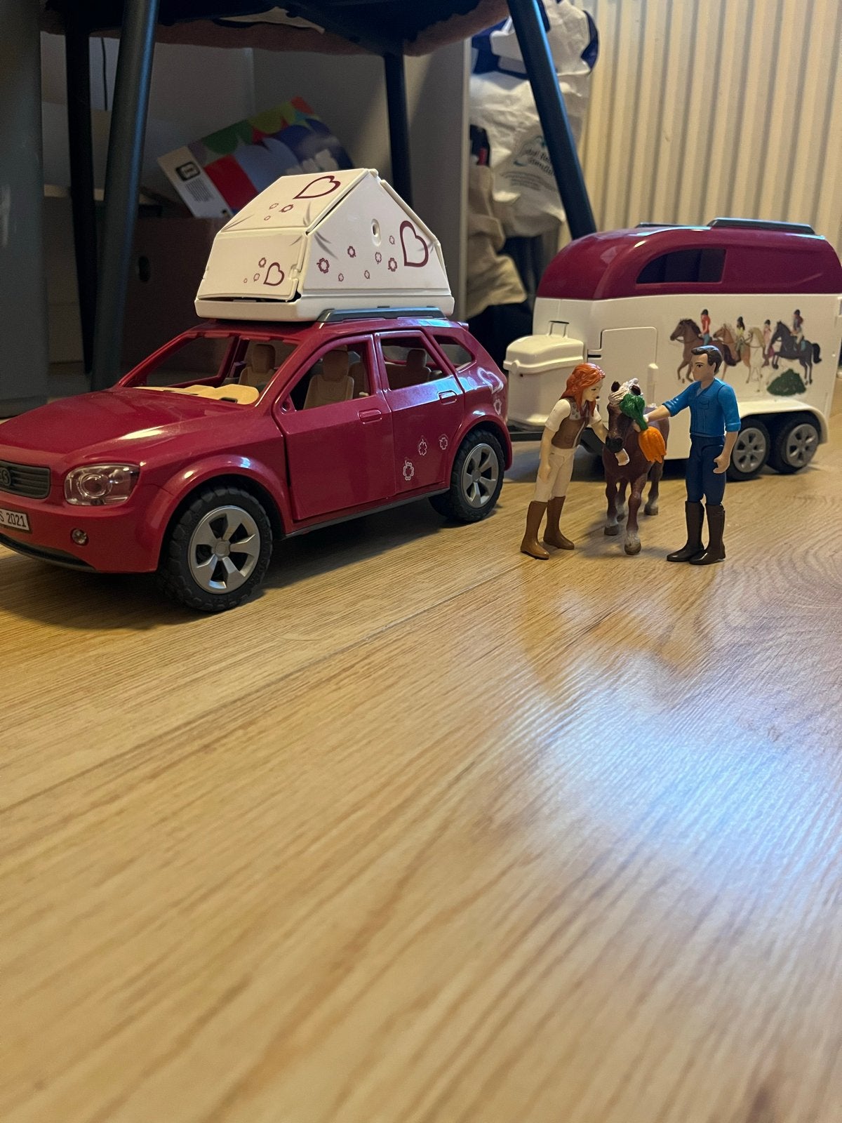 Schleich Auto met Paardentrailer en Accessoires, Ophalen of Verzenden, Gebruikt