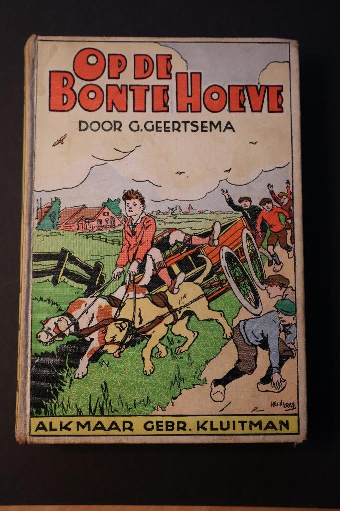 Oud vintage jongensboek uit 1932, Op de Bonte Hoeve., Gelezen, Non-fictie, G. Geertsema, Ophalen of Verzenden