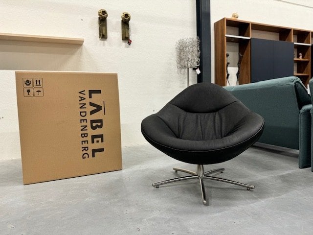 Nieuw Label Vandenberg Hidde Soft fauteuil Bald sprang Zwart, Nieuw, Ophalen of Verzenden, Label, 75 tot 100 cm