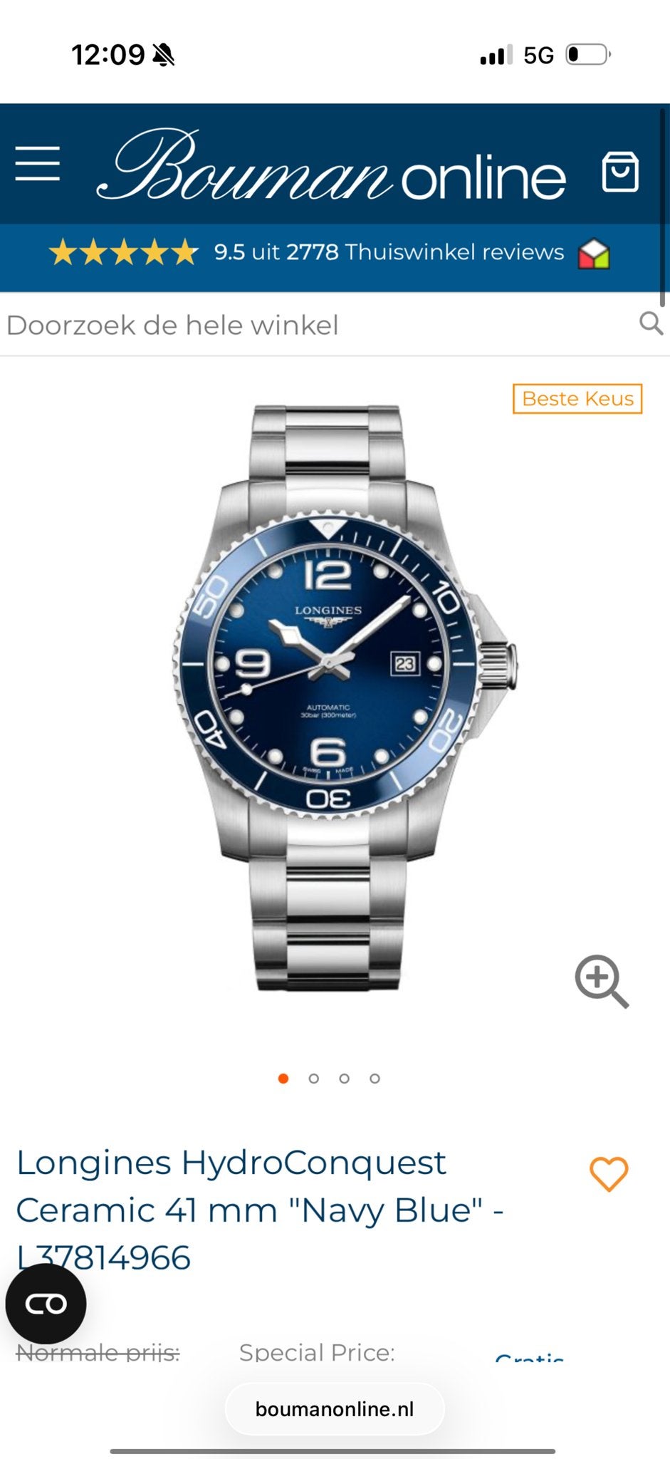 Nieuw Longines HydroConquest Ceramic 41mm "Navy Blue", Overige merken, Staal, Polshorloge, Nieuw