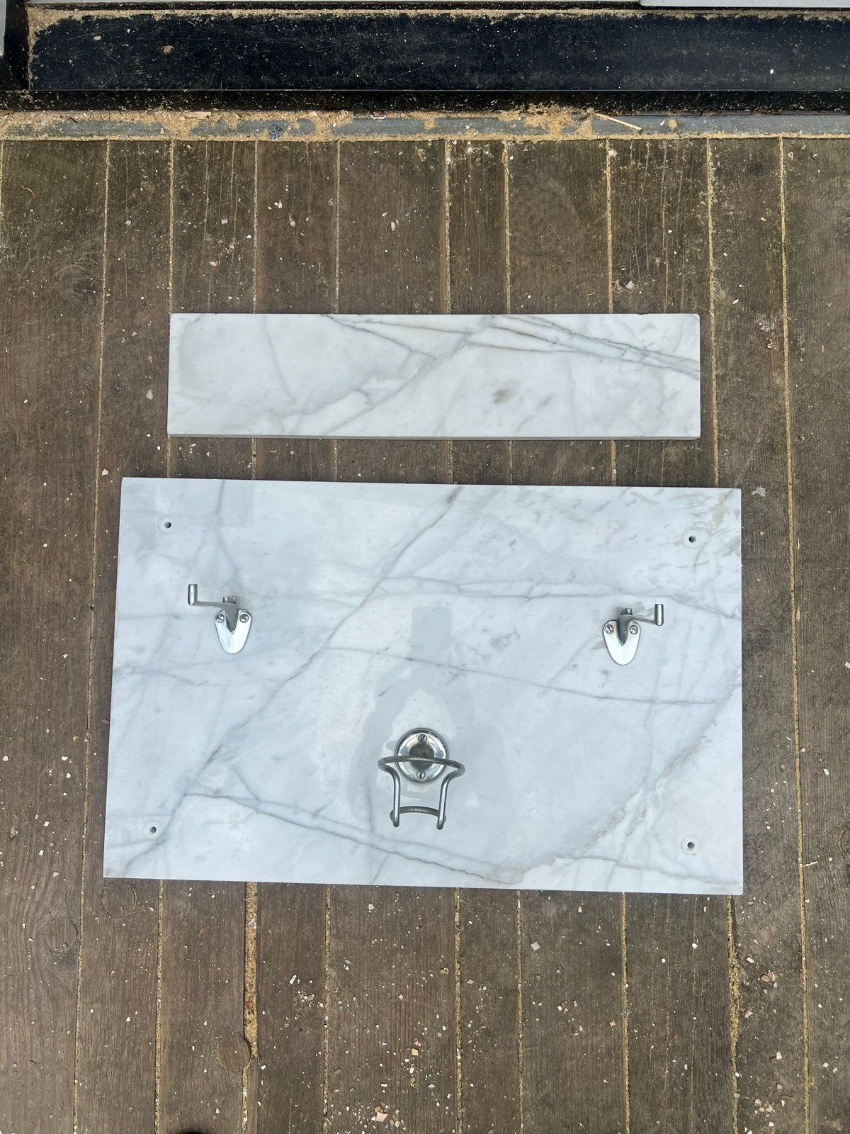Vintage Wastafel met marmeren achterwand en kraan, Ophalen, Gebruikt, Steen, Wastafel