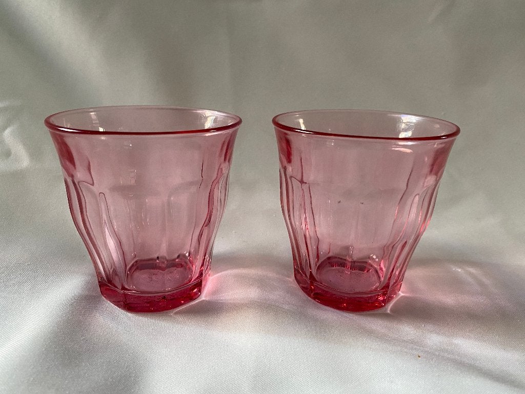 Retro Set van 2 Duralex France drink glazen waterglazen, Verzamelen, Ophalen of Verzenden, Gebruikt, Waterglas