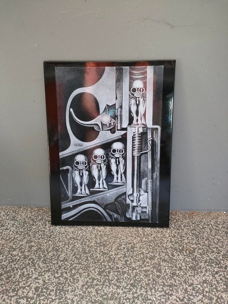 Zeldzaam emaille bord Zwitserse kunstenaar Giger, Verzamelen, Ophalen of Verzenden, Zo goed als nieuw, Reclamebord