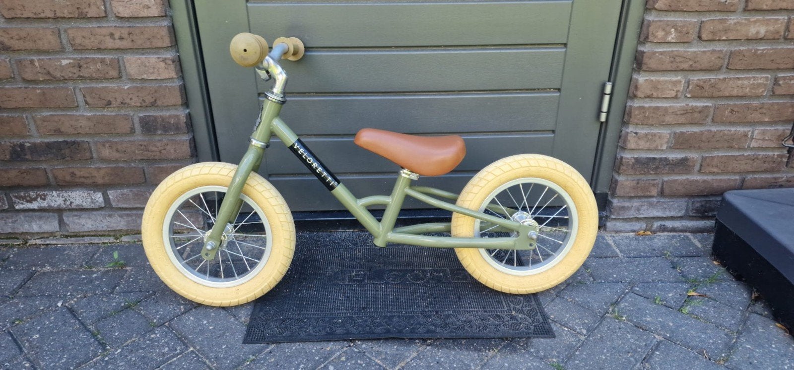 Veloretti loopfietsje - Groen met bruin zadel, Ophalen, Gebruikt, Loopfiets