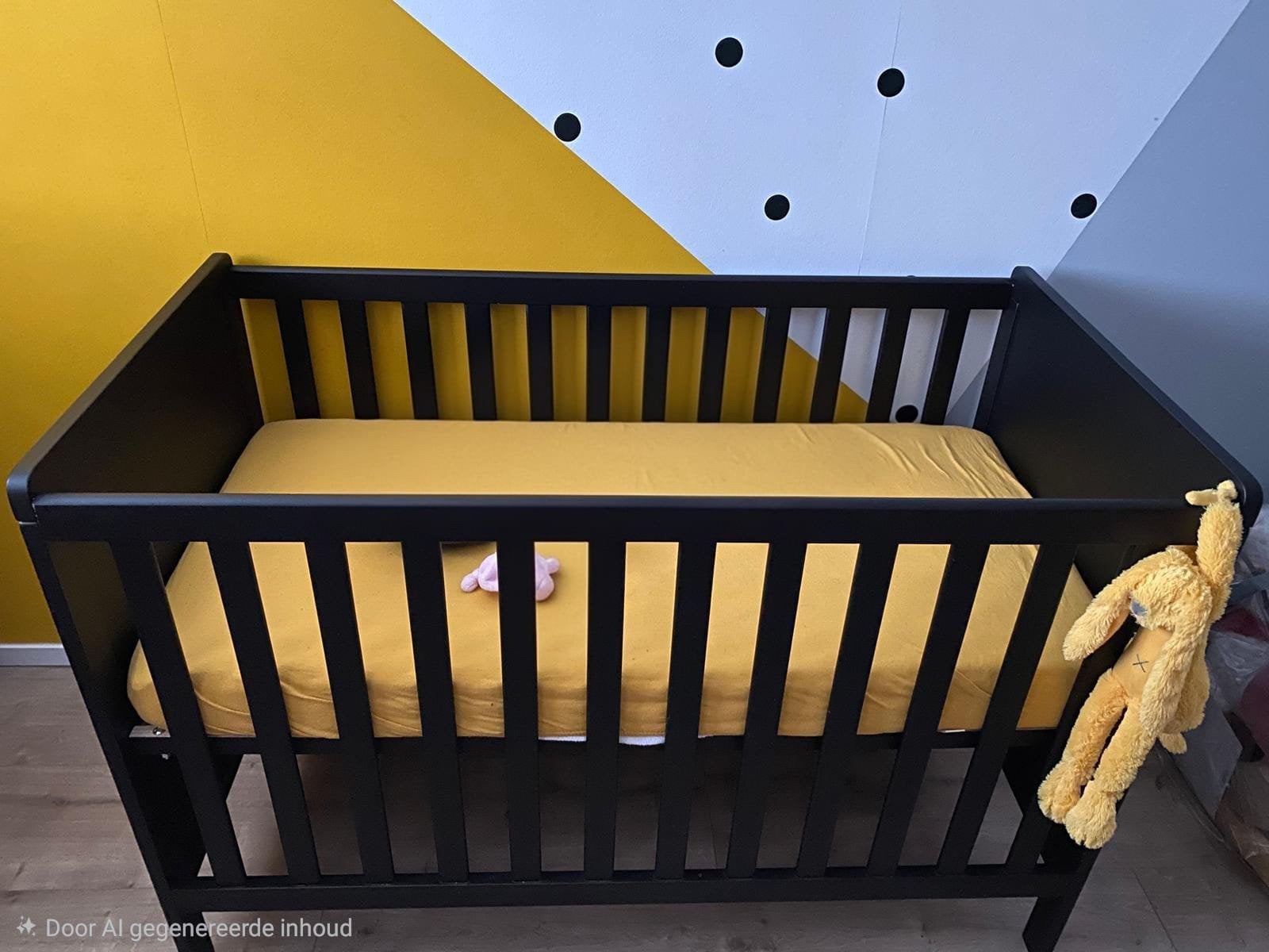 Zwart babybed ledikant, Ophalen, Zo goed als nieuw, Minder dan 140 cm, Minder dan 70 cm