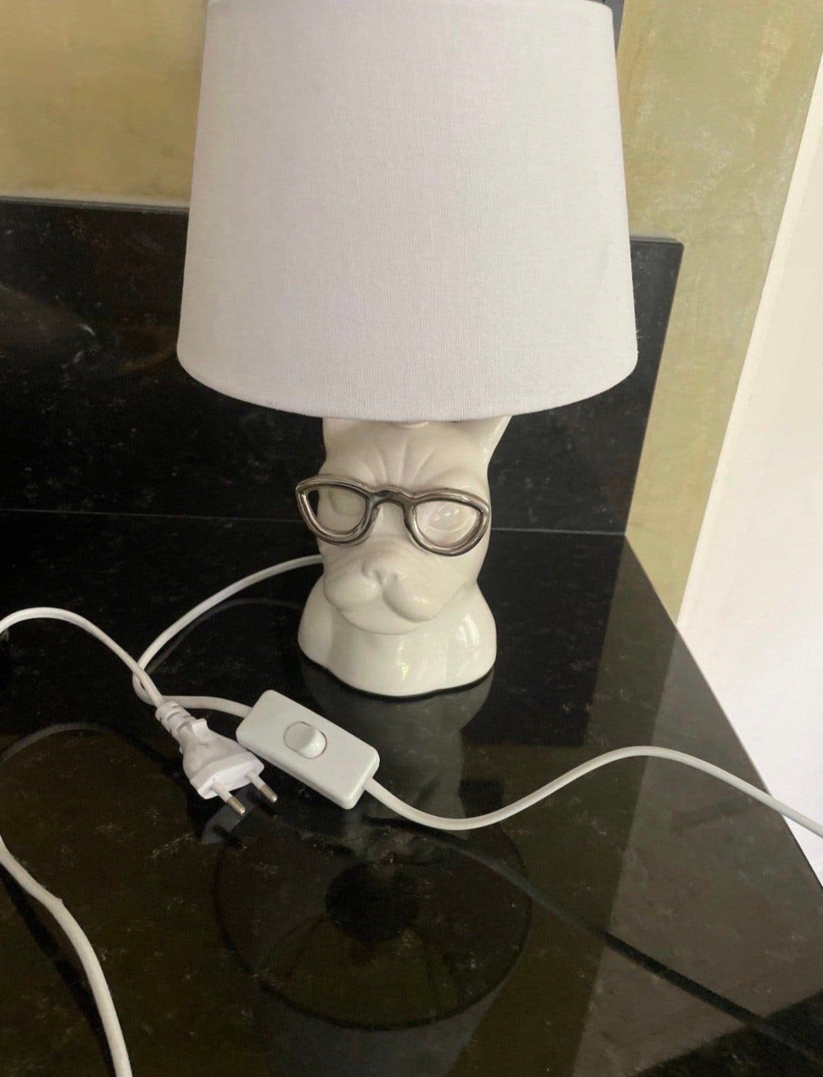 Bulldog lamp, Met schakelaar, Gebruikt, Keramiek, E14 (klein)