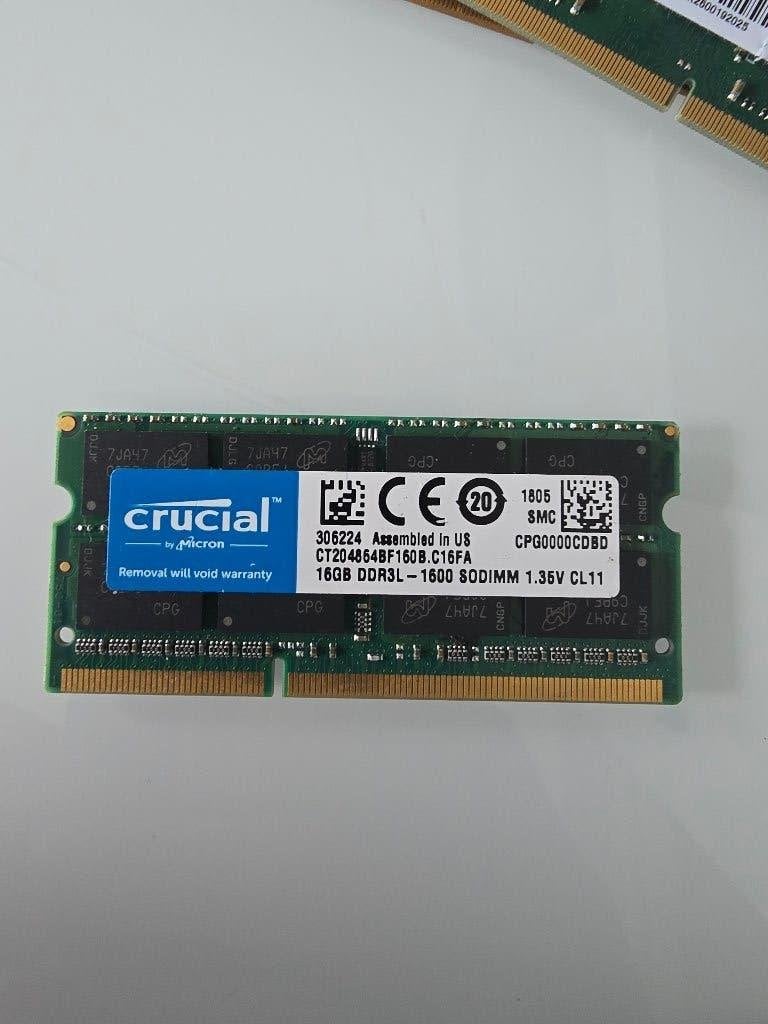 16GB Crucial DDR3L 1600 SODIMM 1.35V CL11, Computers en Software, Ophalen of Verzenden, DDR3, Laptop, 16 GB