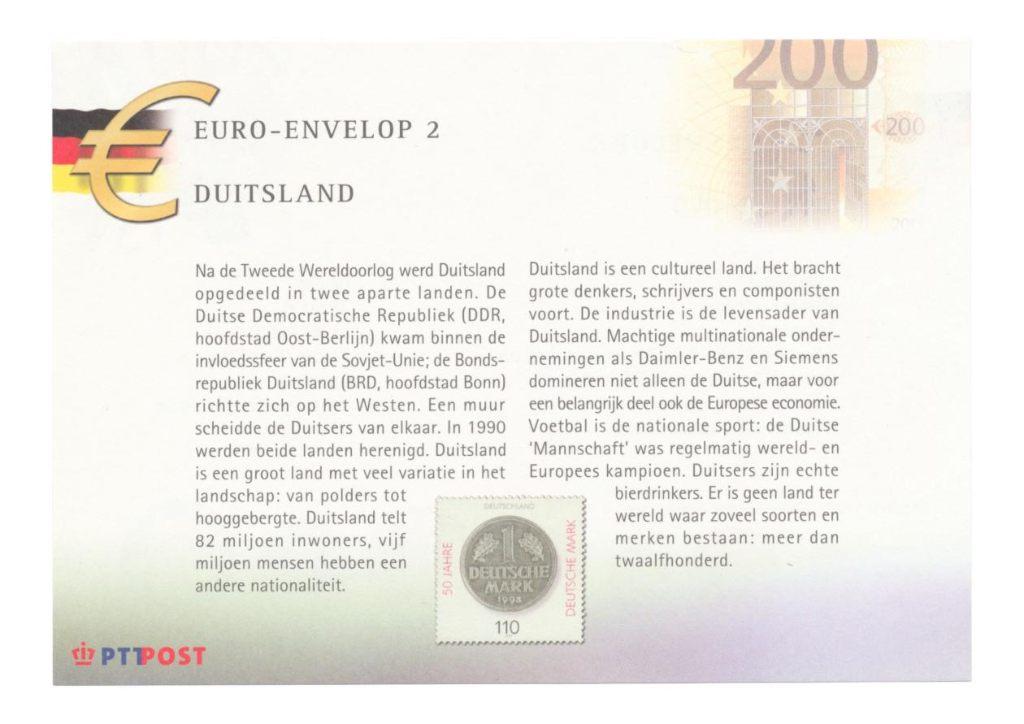 Duitsland PTT Post Euro envelop inclusief 1 Nederlandse post, Postzegels en Munten, Ophalen of Verzenden, 1990 tot heden, Gestempeld